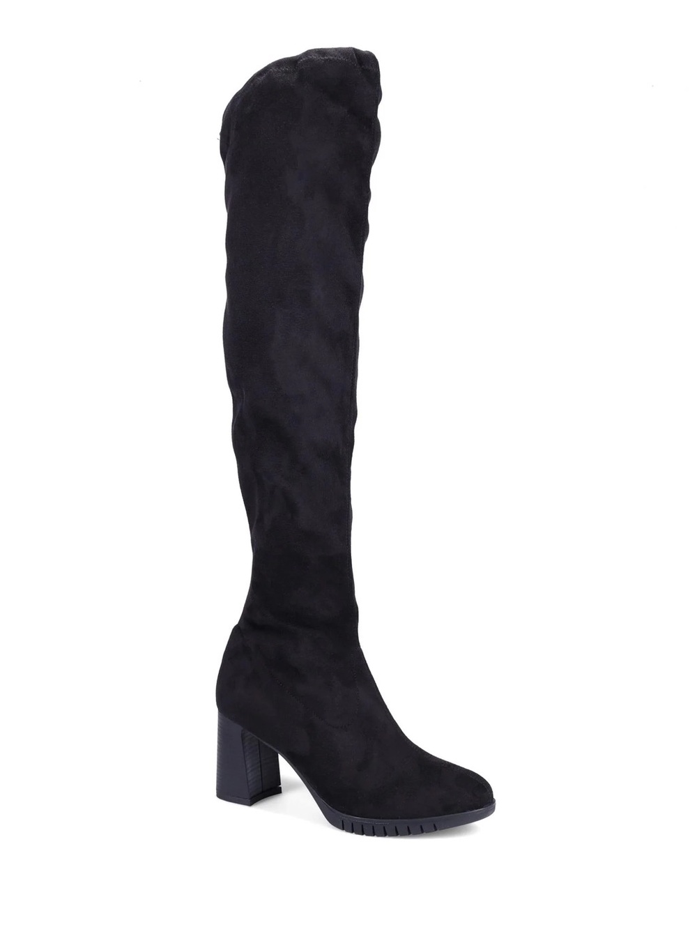 Black Over-the-Knee Block Heel Boots